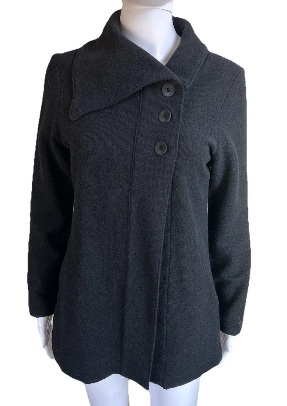 Ibex Pez Merino Wool Blend Jacket Womens S Black Button Front Outdoor